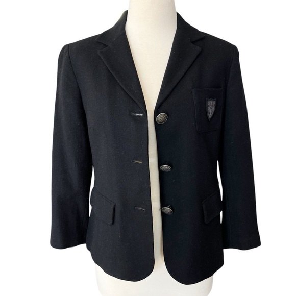 Banana Republic Black Crested Wool Blazer Jacket Womens 8 Preppy Academia - Picture 5 of 15